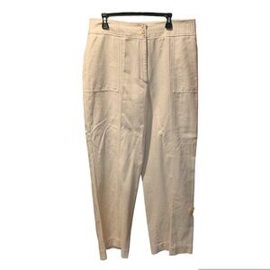 Express Outlet High Rise Wide Leg Cotton Linen Blend Pants Cream size 14R NWT